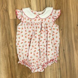 Strawberry Print Pink Kids One Piece